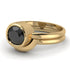Solitaire Bezel Minimalist Black Diamond Bridal Set - Emerson No. 7